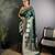 dark green soft lichi silk blend  golden zari paisley banarasi saree