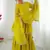 Yellow mal chanderi with mirror & hand work sharara suit