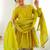 Yellow mal chanderi with mirror & hand work sharara suit