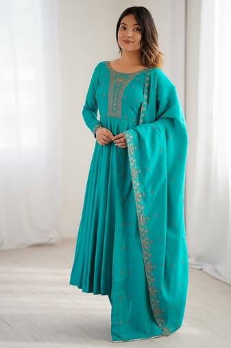 Rama pure roman shimmer chanderi beads work anarkali suit