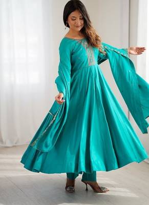 Rama roman shimmer chanderi beads work anarkali suit 3