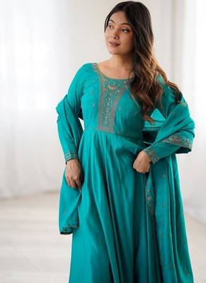 Rama roman shimmer chanderi beads work anarkali suit 4