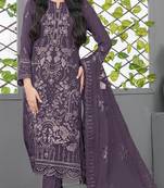 D lavender fox georgette semi stiutched suit with embroidery sequence work