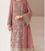 Brown fox georgette semi stiutched suit with embroidery sequenc & khatli work