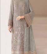 Sky blue fox georgette semi stiutched suit with embroidery sequenc & khatli work