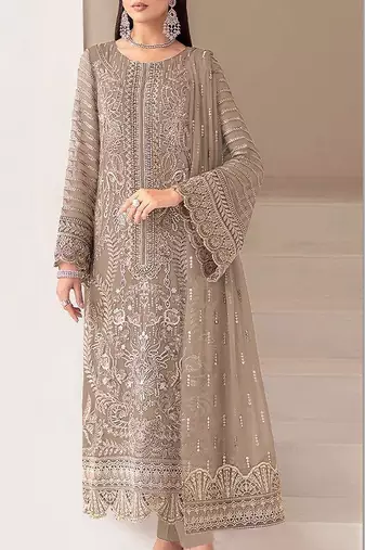 Chiku fox georgette semi stiutched suit with embroidery sequenc & khatli work