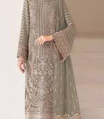 Mehendi fox georgette semi stiutched suit with embroidery sequenc & khatli work