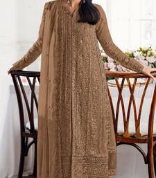 Chiku fox georgette semi stiutched suit with embroidery sequenc & khatli 