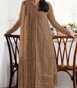 Chiku fox georgette semi stiutched suit with embroidery sequenc & khatli 