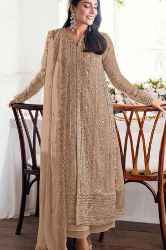 Chiku fox georgette semi stiutched suit with embroidery sequenc & khatli work