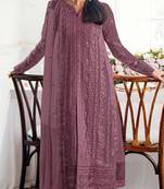 Purple fox georgette semi stiutched suit with embroidery sequenc & khatli work