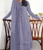 Lavender fox georgette semi stiutched suit with embroidery sequenc & khatli work