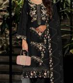 Black fox georgette semi stiutched suit with embroidery sequenc & khatli work