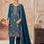 Blue vichitra silk readymade suit with embroidery & lace work