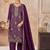 Purple vichitra silk readymade suit with embroidery & lace work
