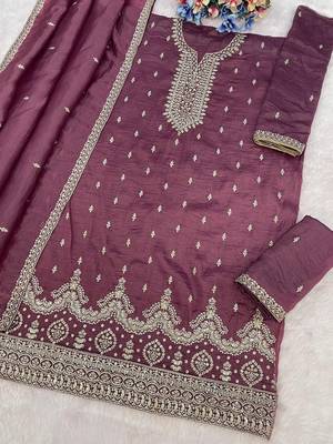 Purple gold crush suit with embroidered sequin  2