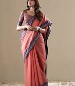 salmon handloom cotton casual wear saree
