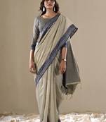 beige handloom cotton casual wear saree