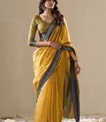 mustard handloom cotton casual wear saree