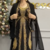 Black Moroccan Hand-Work Stitched Kaftan with Golden Heavy Embroidery & Stylish Shrug
