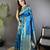 sky blue soft silk blend banarasi zari woven weaving saree