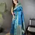 sky blue soft silk blend banarasi zari woven weaving saree