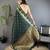 dark green soft silk blend banarasi zari woven weaving saree