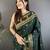 dark green soft silk blend banarasi zari woven weaving saree