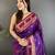 purple soft silk blend banarasi zari woven weaving saree
