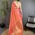 peach soft silk blend banarasi zari woven weaving saree