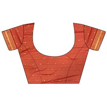 peach soft silk blend banarasi zari woven weaving saree 5