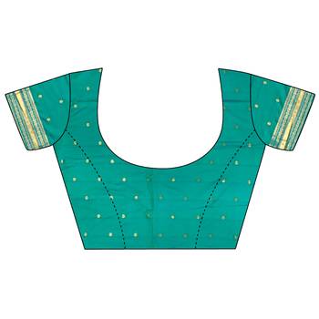 sea green soft silk blend banarasi zari woven weaving saree 5