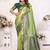 Parrot Green Color Premium Banarasi Tissue Silk Blend Sarees 