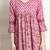 Light pink women's pure cotton jaipuri printed western dress