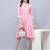 Baby pink women's pure cotton jaipuri printed western dress
