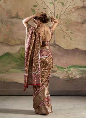 coffee silk blend blended printed casual wear saree 2