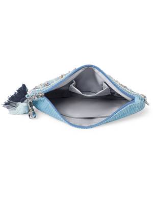 glid powdered blue & pastel multi corduroy floral sequined sling bag 7