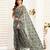 Light grey linen printed one minute saree with geometric design for casual wear