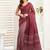 Maroon printed linen stripes design one minute saree with unstitched blouse linen saree