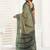 Light olive linen printed one minute saree with geometric print & broad border for casual wear