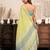 Light yellow linen printed one minute saree with geometric design ready to wear casual saree