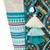 boho teal blue & multi acrylic jacquard trellis embellished tote bag