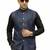Navy blue sequin embroidery art silk nehru jaket
