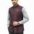 Wine sequin embroidery art silk nehru jaket