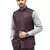 Wine sequin embroidery art silk nehru jaket