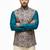 Multicolor vibrant all-over floral print art silk nehru jaket