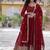 Maroon zari & sequins embroidered work georgette stitched kurta & dupatta set