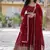 Maroon zari & sequins embroidered work georgette stitched kurta & dupatta set