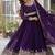 Purple zari & sequins embroidered work georgette stitched kurta & dupatta set