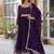 Purple zari & sequins embroidered work georgette stitched kurta & dupatta set